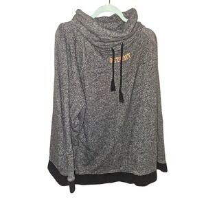 Enza Detroit Cowl Neck‎ Sweatshirt Oversized Gray Orange Michigan Graphic 3XL